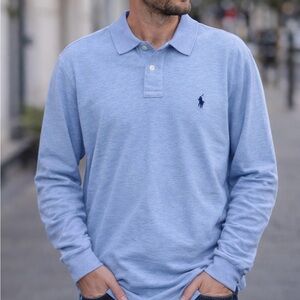 Polo Ralph Lauren Classic Fit Long Sleeve Polo Shirt – Light Blue – Size S